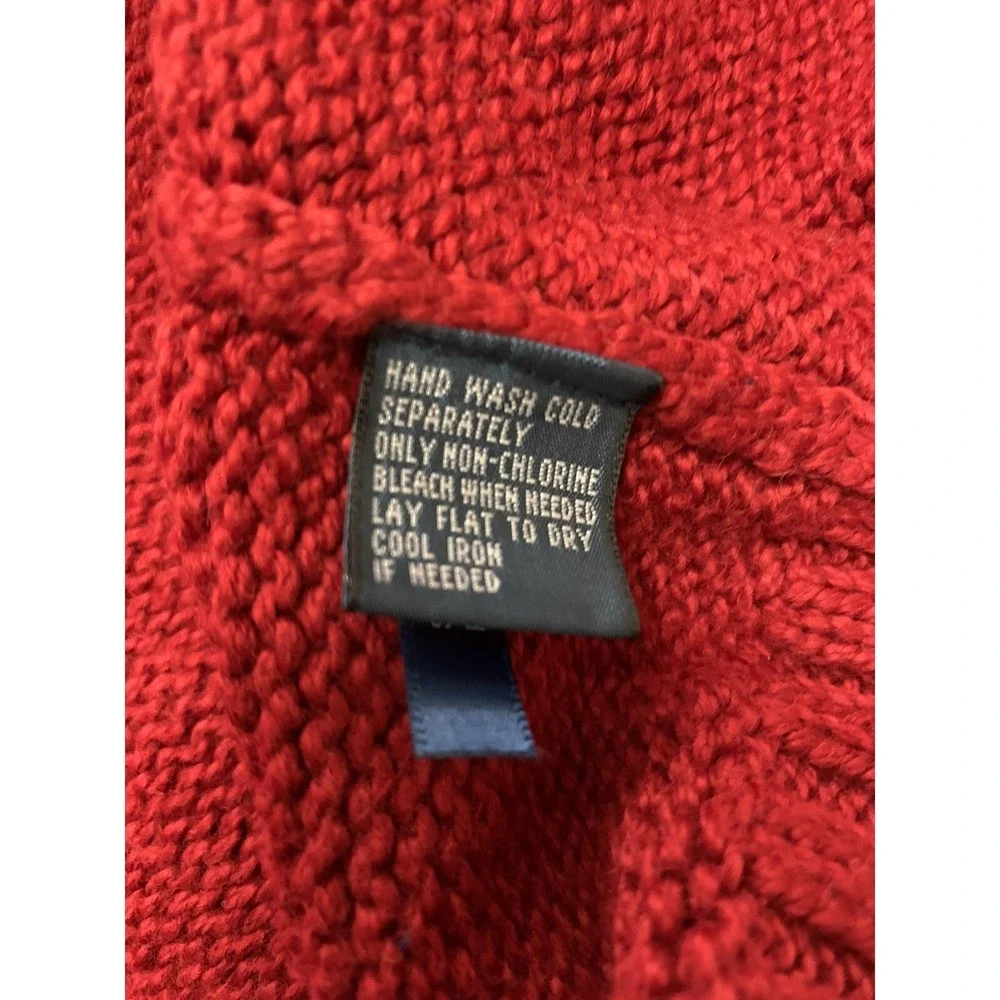 Ralph‎ Lauren Sweater Men's Large Po1o Pullover 100% Cotton Knit Red